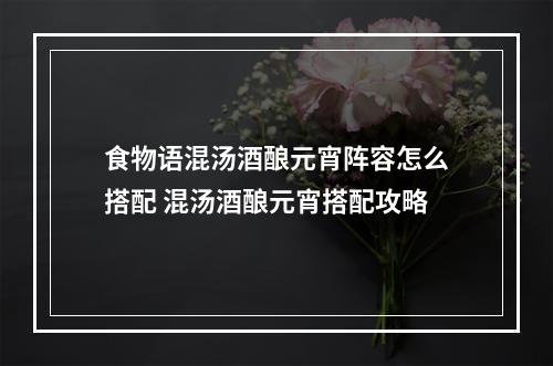 食物语混汤酒酿元宵阵容怎么搭配 混汤酒酿元宵搭配攻略