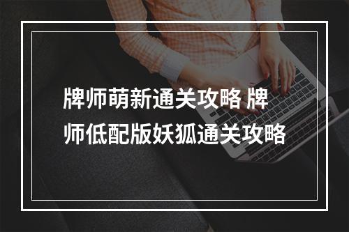 牌师萌新通关攻略 牌师低配版妖狐通关攻略