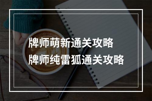 牌师萌新通关攻略 牌师纯雷狐通关攻略