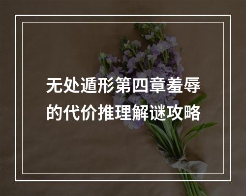 无处遁形第四章羞辱的代价推理解谜攻略