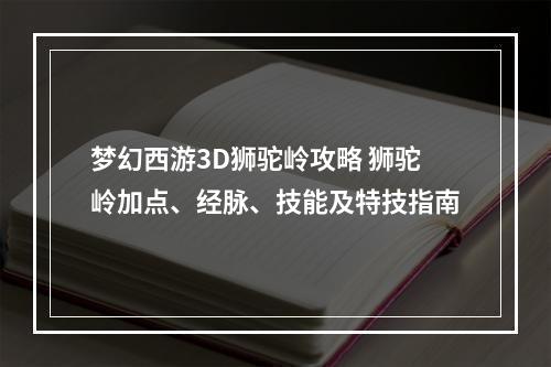 梦幻西游3D狮驼岭攻略 狮驼岭加点、经脉、技能及特技指南