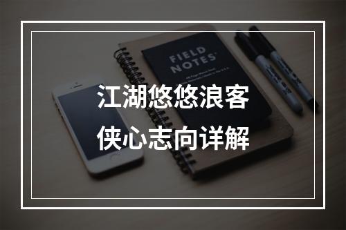 江湖悠悠浪客侠心志向详解