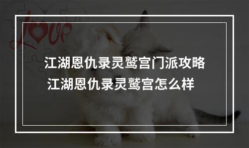 江湖恩仇录灵鹫宫门派攻略 江湖恩仇录灵鹫宫怎么样