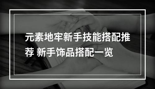 元素地牢新手技能搭配推荐 新手饰品搭配一览