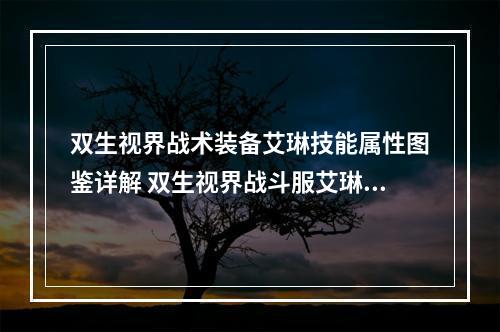 双生视界战术装备艾琳技能属性图鉴详解 双生视界战斗服艾琳攻略