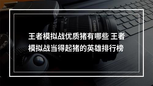 王者模拟战优质猪有哪些 王者模拟战当得起猪的英雄排行榜