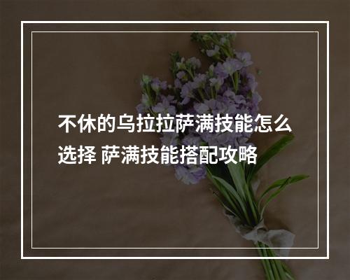 不休的乌拉拉萨满技能怎么选择 萨满技能搭配攻略