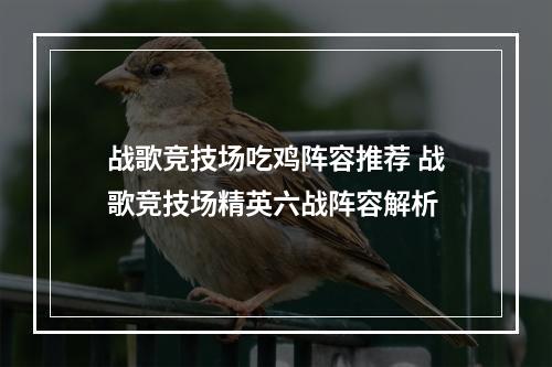 战歌竞技场吃鸡阵容推荐 战歌竞技场精英六战阵容解析