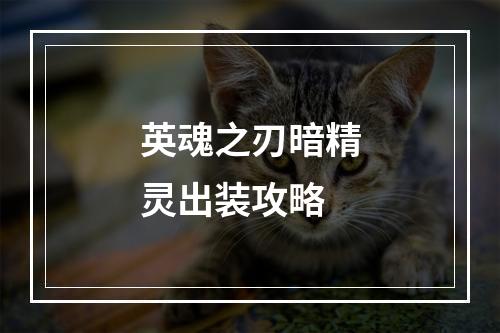 英魂之刃暗精灵出装攻略