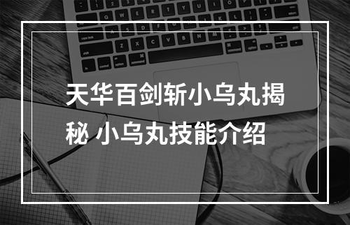 天华百剑斩小乌丸揭秘 小乌丸技能介绍