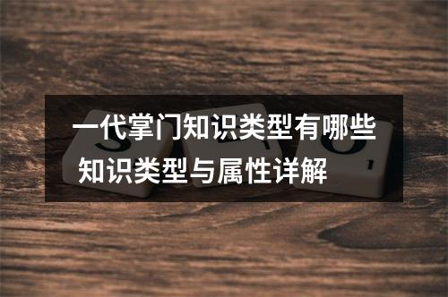 一代掌门知识类型有哪些 知识类型与属性详解