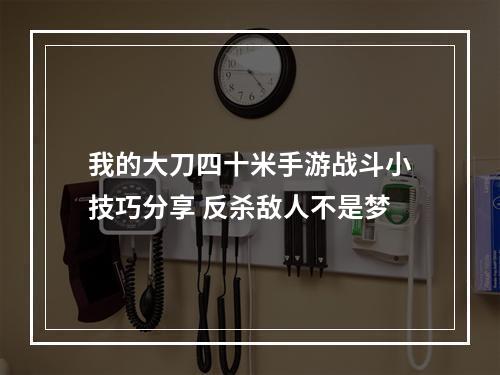 我的大刀四十米手游战斗小技巧分享 反杀敌人不是梦