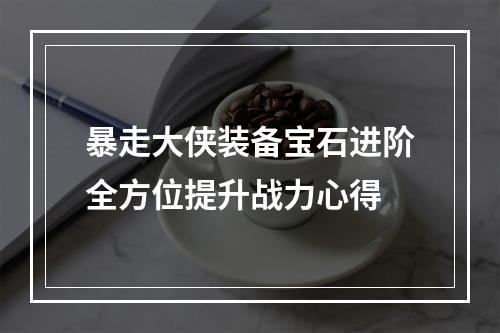 暴走大侠装备宝石进阶全方位提升战力心得