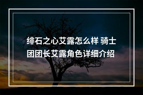 绯石之心艾露怎么样 骑士团团长艾露角色详细介绍