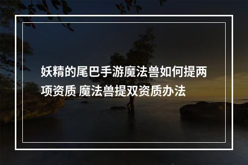 妖精的尾巴手游魔法兽如何提两项资质 魔法兽提双资质办法