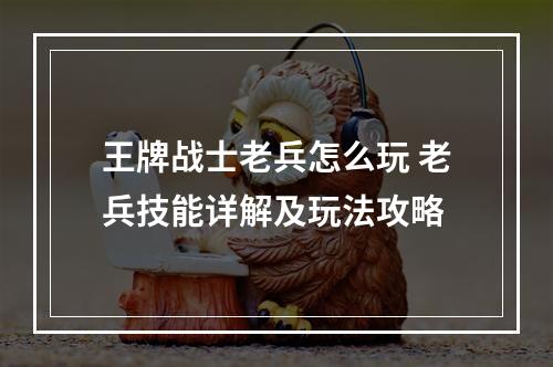 王牌战士老兵怎么玩 老兵技能详解及玩法攻略