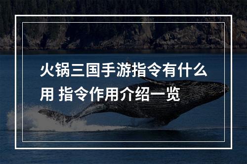 火锅三国手游指令有什么用 指令作用介绍一览