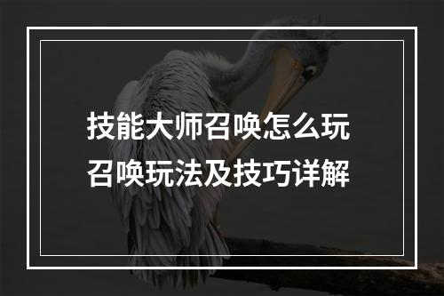 技能大师召唤怎么玩 召唤玩法及技巧详解