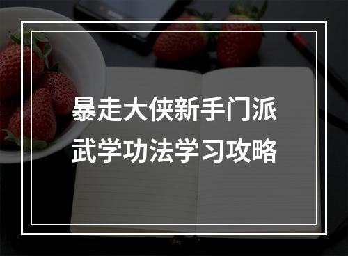 暴走大侠新手门派武学功法学习攻略