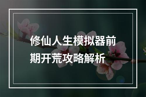 修仙人生模拟器前期开荒攻略解析