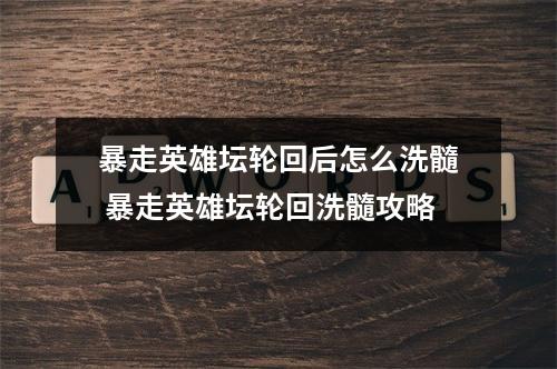 暴走英雄坛轮回后怎么洗髓 暴走英雄坛轮回洗髓攻略