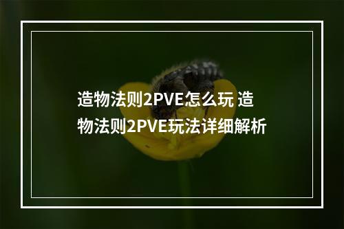 造物法则2PVE怎么玩 造物法则2PVE玩法详细解析