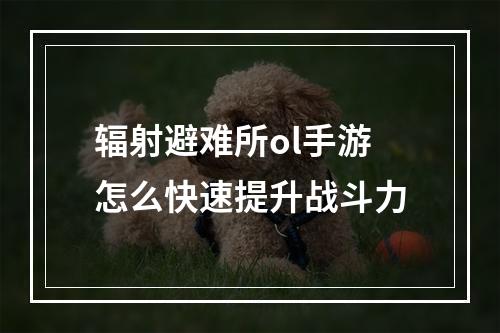 辐射避难所ol手游怎么快速提升战斗力