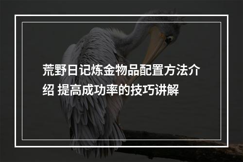 荒野日记炼金物品配置方法介绍 提高成功率的技巧讲解