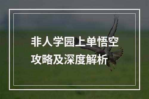 非人学园上单悟空攻略及深度解析