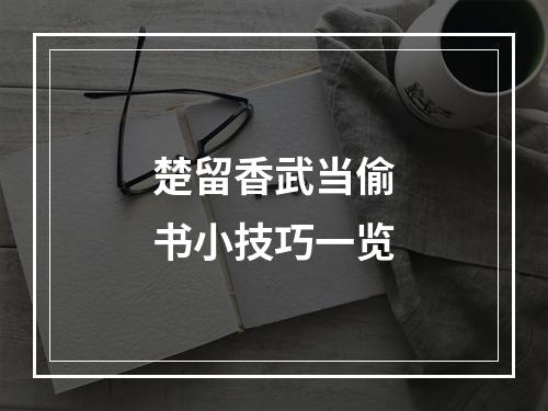 楚留香武当偷书小技巧一览