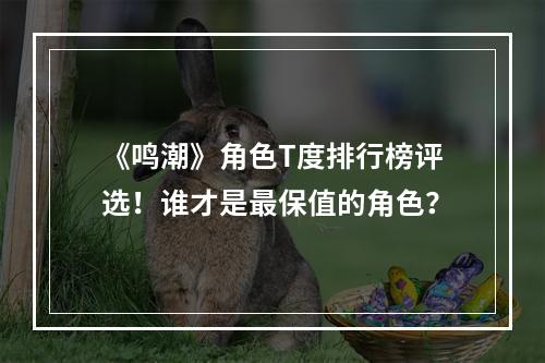 《鸣潮》角色T度排行榜评选！谁才是最保值的角色？