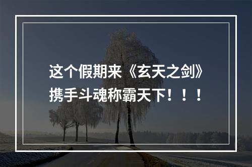 这个假期来《玄天之剑》携手斗魂称霸天下！！！