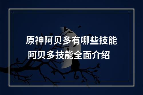 原神阿贝多有哪些技能 阿贝多技能全面介绍