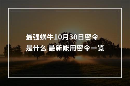 最强蜗牛10月30日密令是什么 最新能用密令一览