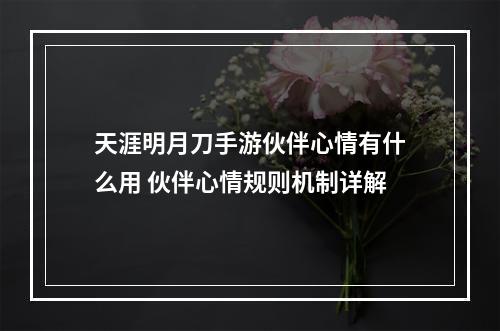 天涯明月刀手游伙伴心情有什么用 伙伴心情规则机制详解