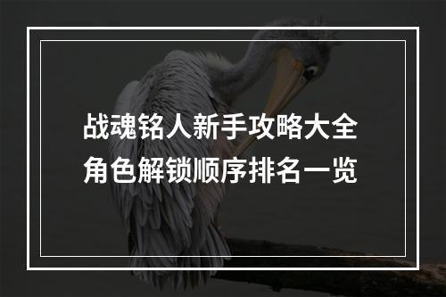 战魂铭人新手攻略大全 角色解锁顺序排名一览