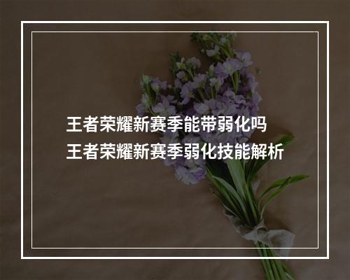 王者荣耀新赛季能带弱化吗 王者荣耀新赛季弱化技能解析