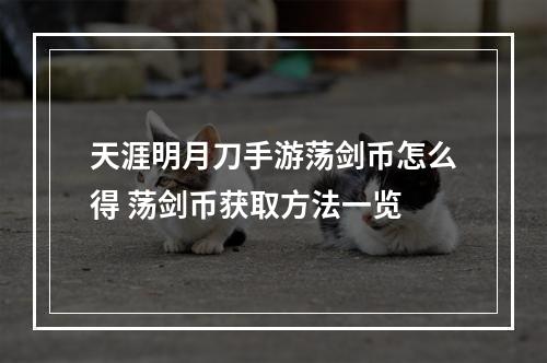 天涯明月刀手游荡剑币怎么得 荡剑币获取方法一览