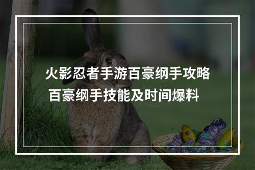 火影忍者手游百豪纲手攻略 百豪纲手技能及时间爆料