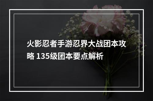 火影忍者手游忍界大战团本攻略 135级团本要点解析