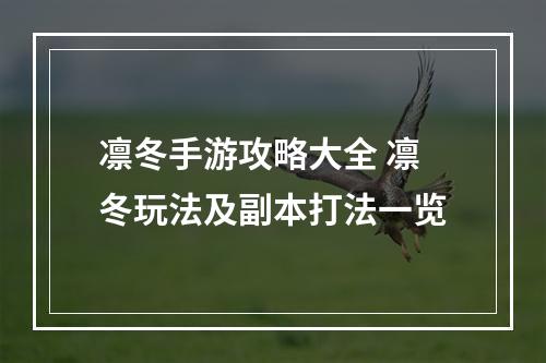 凛冬手游攻略大全 凛冬玩法及副本打法一览