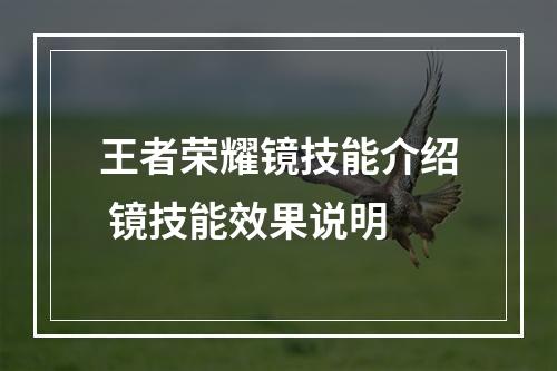 王者荣耀镜技能介绍 镜技能效果说明