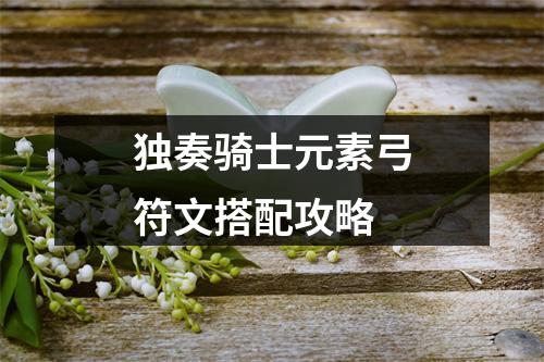 独奏骑士元素弓符文搭配攻略