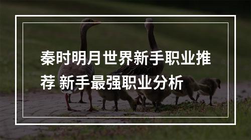 秦时明月世界新手职业推荐 新手最强职业分析