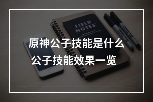 原神公子技能是什么 公子技能效果一览