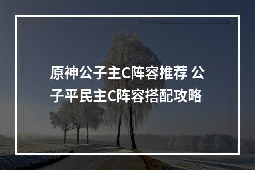 原神公子主C阵容推荐 公子平民主C阵容搭配攻略