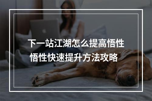 下一站江湖怎么提高悟性 悟性快速提升方法攻略