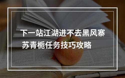 下一站江湖进不去黑风寨 苏青栀任务技巧攻略