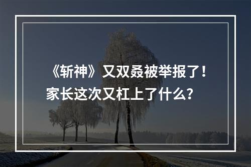 《斩神》又双叒被举报了！家长这次又杠上了什么？