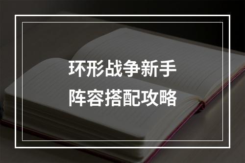 环形战争新手阵容搭配攻略